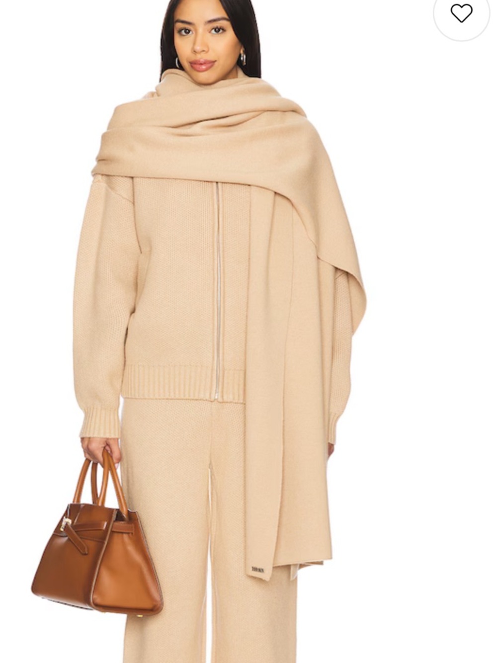 SER.O.YA Avalon Beige Jacket with Removable Scarf Cashmere S $495